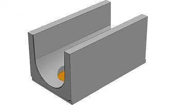 BGU-XL Универсальный лоток DN400, № 20-0, с вертикальным водосливом, без уклона
